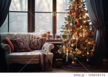 Christmas design interior in boho style 108836535