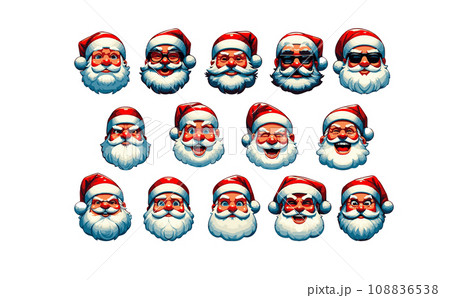 表情豊かなサンタクロースのポートレート集-生成AI 108836538