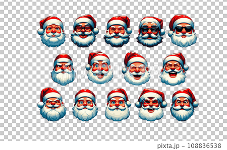 表情豊かなサンタクロースのポートレート集-生成AI 108836538