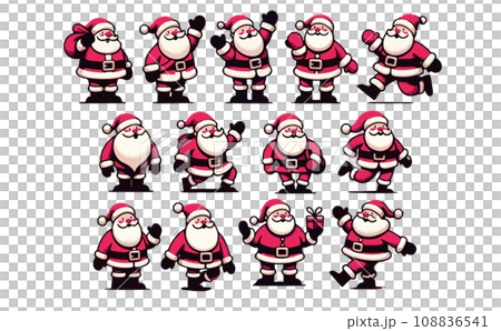 クリスマスを彩るサンタクロースのコレクション-生成AI クリスマスを彩るサンタクロースのコレクション-生成AI 108836541