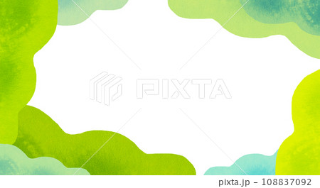 爽やかなグリーン系の水彩のフレーム 108837092