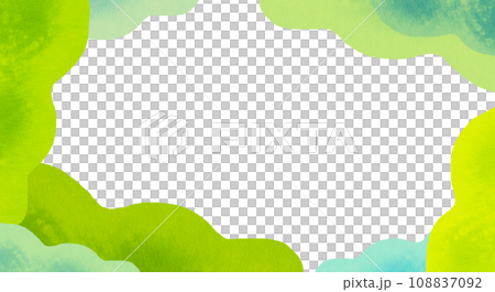 爽やかなグリーン系の水彩のフレーム 108837092