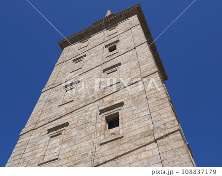 Close-up on tower of Hercules in A Coruna city in Spain 108837179