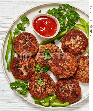 german frikadellen of ground meat on a plate german frikadellen of ground meat on a plate 108837340