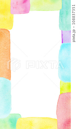カラフルな水彩の虹色フレーム 背景素材 カラフルな水彩の虹色フレーム 背景素材 108837351