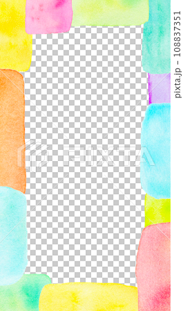 カラフルな水彩の虹色フレーム 背景素材 カラフルな水彩の虹色フレーム 背景素材 108837351