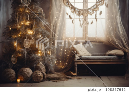 Christmas design interior in boho style 108837612
