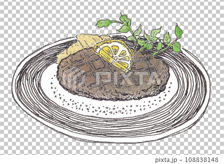 Illustration watercolor material: Hand-painted authentic hamburger served with salt watercolor coloring 1 108838148