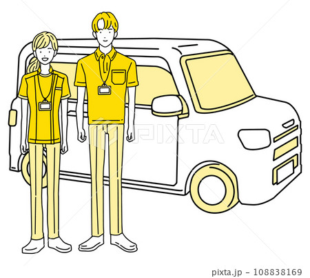 訪問診療車と訪問看護を行う医療従事者　男性＆女性 108838169