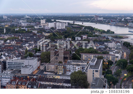 aerial view of Cologne. View of Roman Catholic Parish Church of St. Heribert 108838196