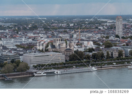 View of Cologne and Rhine left bank from Cologne Triangle 108838269