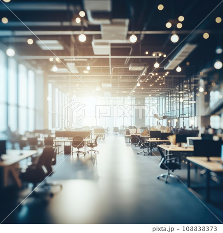 Blurred empty open space office. Abstract light bokeh at office interior background for design. 108838373