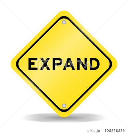 Yellow color transportation sign with word expand on white background Yellow color transportation sign with word expand on white background 108838826
