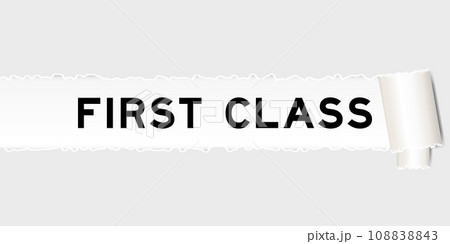Ripped gray paper background that have word first class under torn part Ripped gray paper background that have word first class under torn part 108838843