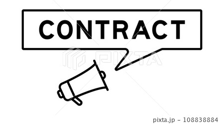 Megaphone icon with speech bubble in word contract on white background Megaphone icon with speech bubble in word contract on white background 108838884