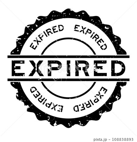 Grunge black expired word round rubber seal stamp on white background 108838893