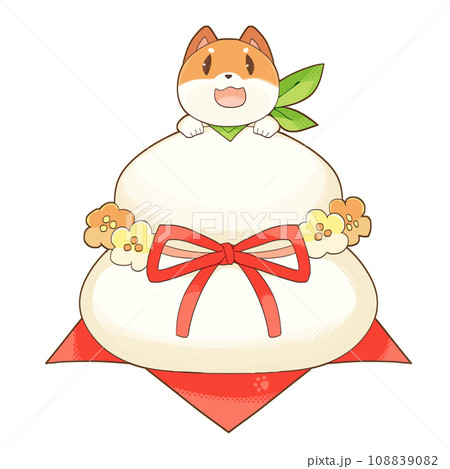 鏡餅の柴犬乗せ 108839082