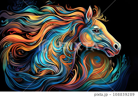 Fantasy of colorful horse on clean background. Wildlife Animals. 108839289