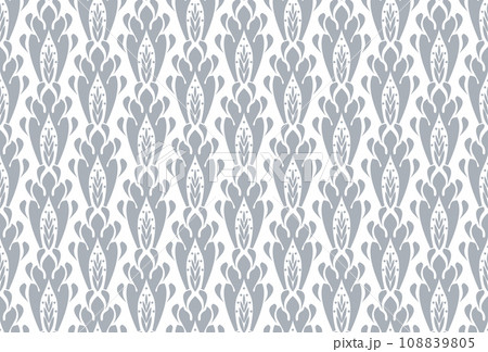 Flower geometric pattern. Seamless vector background. Gray and white ornament. Flower geometric pattern. Seamless vector background. Gray and white ornament. 108839805