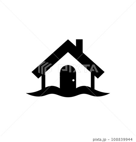 Flooded House Icon - Simple Vector Illustrationのイラスト素材 [108839944] - PIXTA