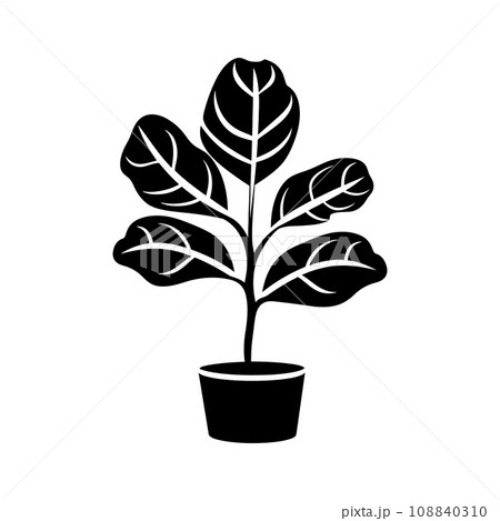 Fiddle Leaf Fig plant Icon - Simple Vector Illustration 108840310