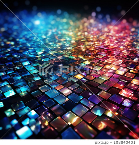 Ethereal Glow on Holographic Tiles Texture. AI generation Ethereal Glow on Holographic Tiles Texture. AI generation 108840401
