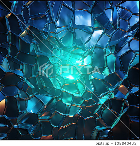 Crystalline Blue Mosaic: Luminous Geometric Patterns. AI generation 108840435
