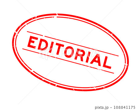 Grunge red editorial word oval rubber stamp in white background 108841175