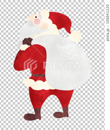 ほっこりかわいいクリスマス 　手描き風　見上げるサンタ 108841220