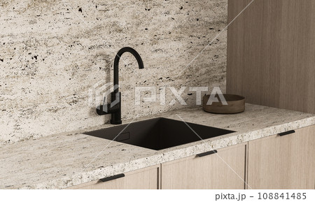 Modern kitchen sink with granite countertop 108841485