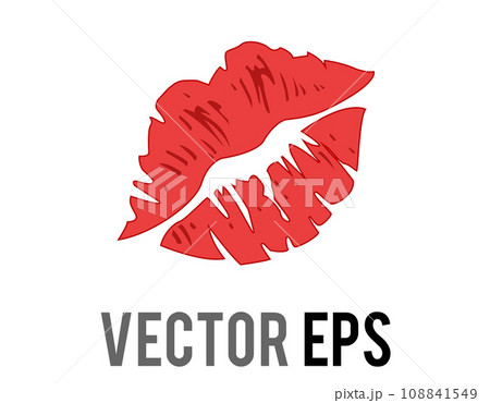 Isolated vector gradient red kiss mark icon with bright lipstick Isolated vector gradient red kiss mark icon with bright lipstick 108841549