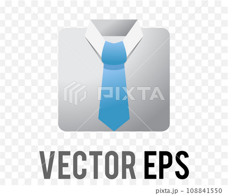 Vector gradient gray blank menswear folded shirt with blue tie icon Vector gradient gray blank menswear folded shirt with blue tie icon 108841550