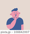Surprised or shocked little boy. Minimalist child character. Vector isolated illustration. 108842007