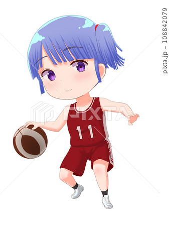 バスケットをしている女の子のイラストのイラスト素材 [108842079] - PIXTA