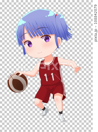 バスケットをしている女の子のイラスト 108842079
