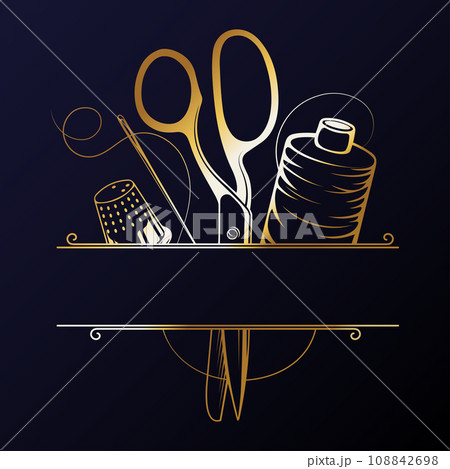 Gold frame design for cutting and sewing 108842698