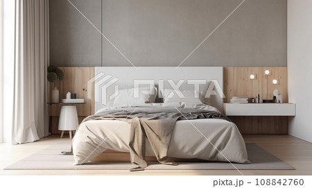 Simple minimalist modern bedroom cozy comfortable and elegant for house and apartment, good interior. Simple minimalist modern bedroom cozy comfortable and elegant for house and apartment, good interior. 108842760