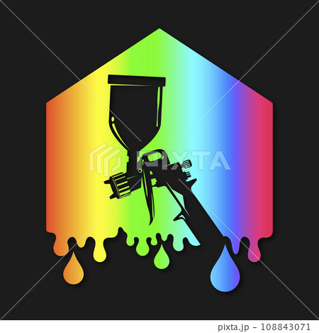House silhouette, colored paint and spray gun 108843071