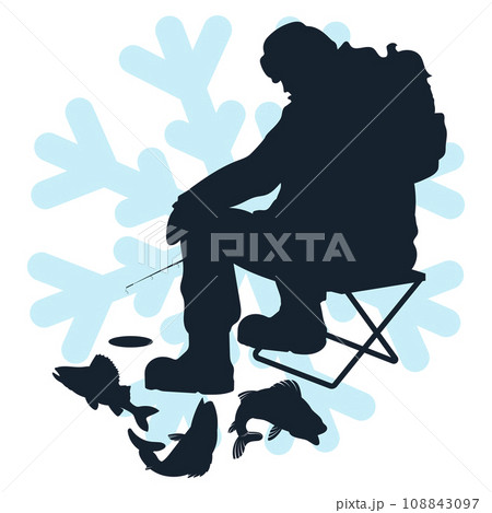 Ice fishing fisherman and lots of fish Ice fishing fisherman and lots of fish 108843097