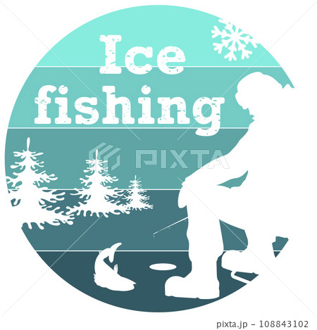 Ice fishing symbol with fisherman 108843102