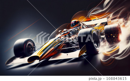 A Race Car with Vivid Streaks and Fiery Effects, Symbolizing High Speed A Race Car with Vivid Streaks and Fiery Effects, Symbolizing High Speed 108843615