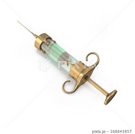 Vintage medicine syringe. Antique medicine goldのイラスト素材