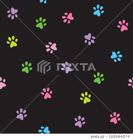 Colorful cat paws seamless pattern Colorful cat paws seamless pattern 108844074