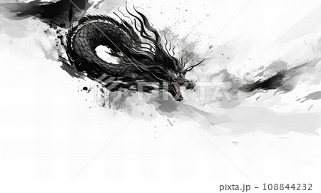 墨絵の龍 108844232