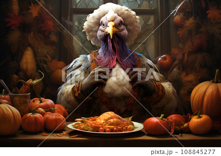 Turkey on Thanksgiving at holiday table  108845277