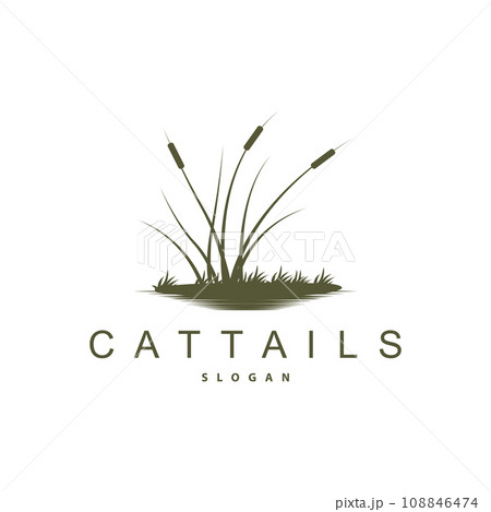 Creek and Cattail River Logo, Simple Minimalist Grass Design for Business Brand Creek and Cattail River Logo, Simple Minimalist Grass Design for Business Brand 108846474