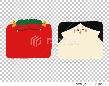 Oni and Fuku square frame illustration set (slightly small) 108848464