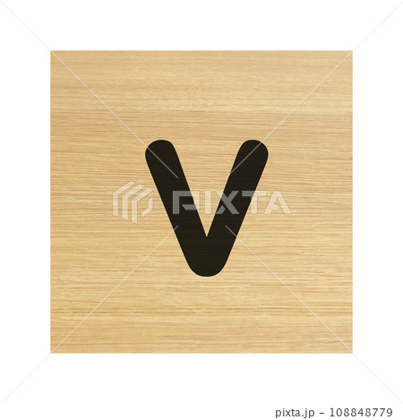 small v wood block on white with clipping path small v wood block on white with clipping path 108848779