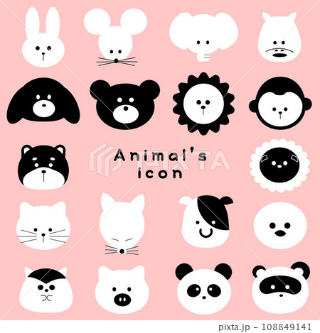 かわいい白黒の動物アイコン 108849141