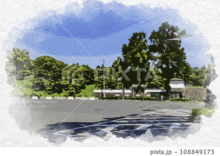 水彩画風　東京霞が関　桜田門交差点　東京都千代田区 108849173